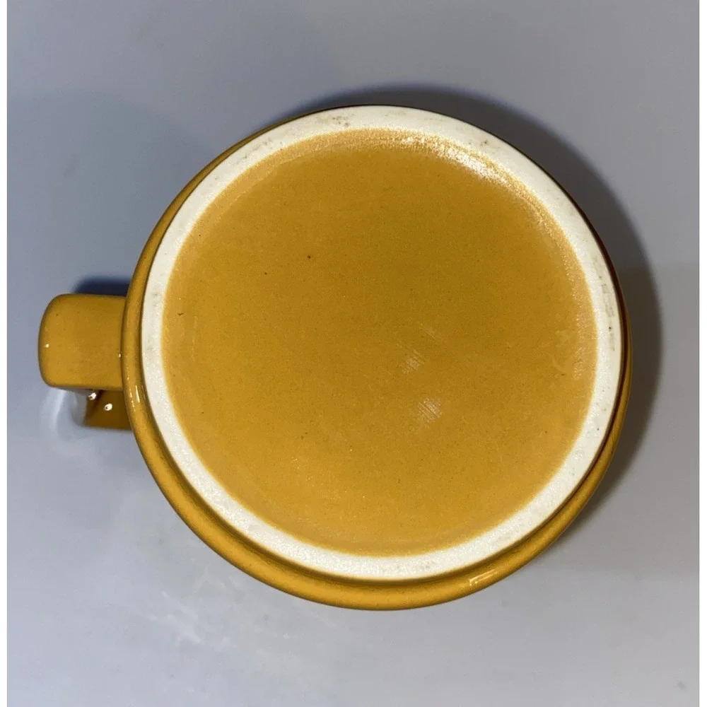 Vintage Creamer MCM 1970s Homer Laughlin Morocco Pattern Mustard & White‎